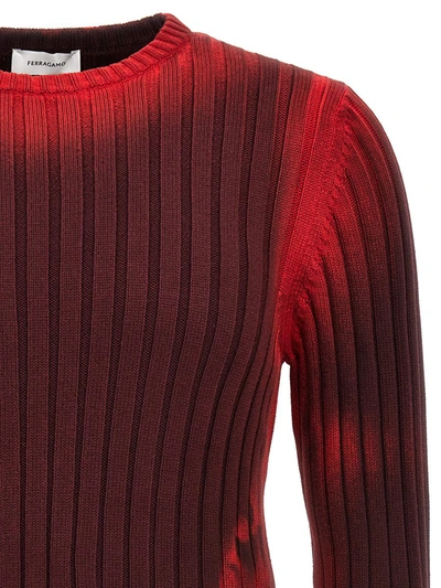 Shop Ferragamo Tie Dye Ribbed Sweater In Bordeaux