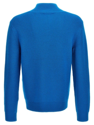 Shop Jw Anderson J.w. Anderson Half Zip Maxi Puller Sweater In Light Blue
