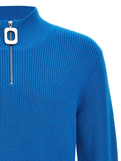 Shop Jw Anderson J.w. Anderson Half Zip Maxi Puller Sweater In Light Blue