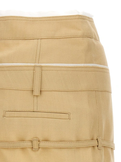 Shop Jacquemus 'la Mini Jupe Caraco' Skirt In Beige