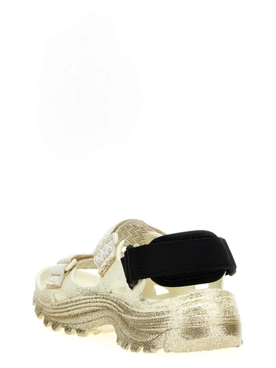 Shop Lanvin 'wave Curb Laces'  X Suicoke Sandals In Gold