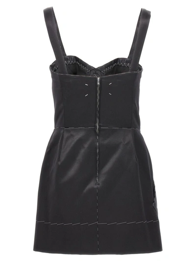 Shop Maison Margiela Contrast Stitching Corset Dress In Black