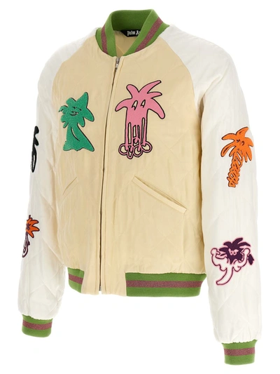 Shop Palm Angels 'palmity Quilted Sukajan' Bomber Jacket In Multicolor