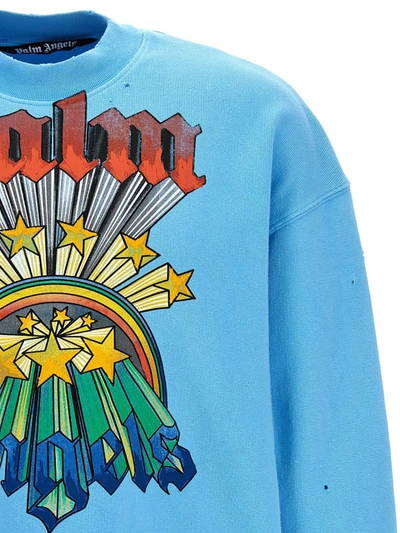 Shop Palm Angels 'rainbow' Sweatshirt In Light Blue