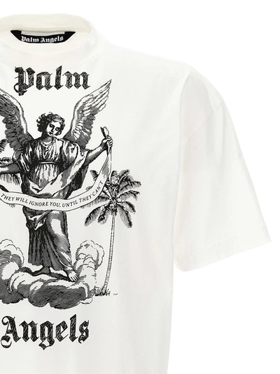 Shop Palm Angels 'university' T-shirt In White/black