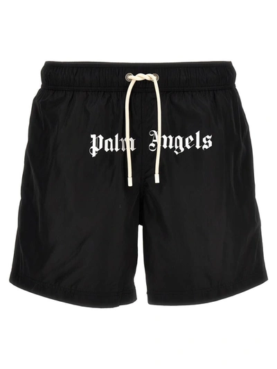 Shop Palm Angels Logo Swimsuit In Black