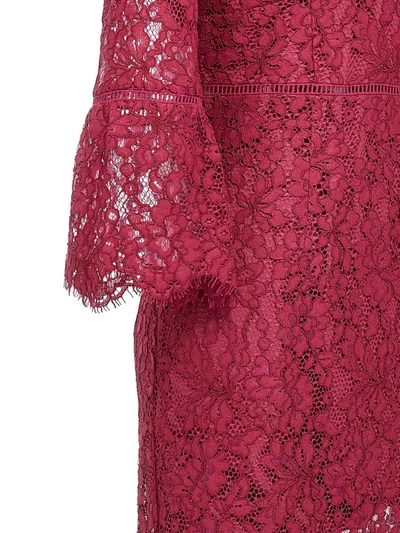 Shop Twinset Lace Midi Dress In Fuchsia