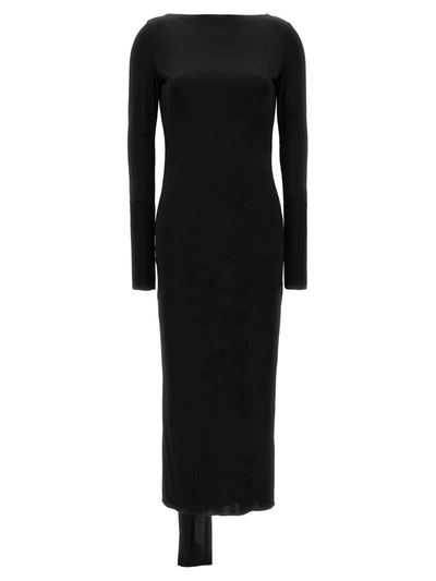 Versace Vacation Capsule Long Dress With Back Drape In Black