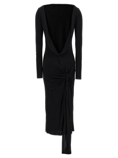 Versace Vacation Capsule Long Dress With Back Drape In Black