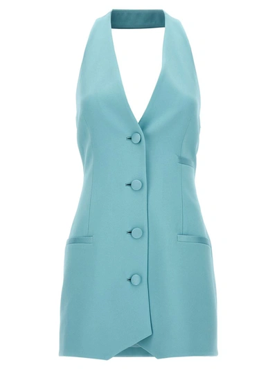 Shop Versace Vest Dress In Light Blue