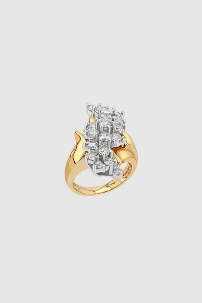 Shop Anine Bing Wavy Diamond Ring In 14k Gold