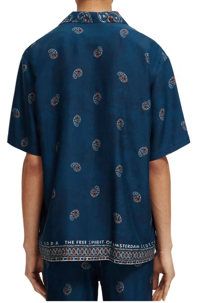 Shop Scotch & Soda Slim Fit Short Sleeve Camp Shirt In 6476-night Spaced Paisley