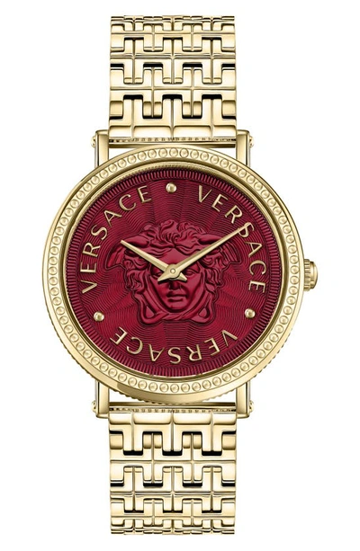 Shop Versace V-dollar Bracelet Watch, 37mm In Ip Yellow Gold