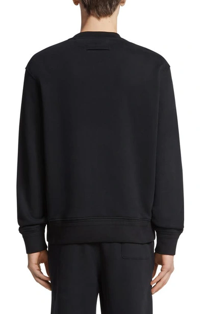 Shop Zegna Soft Touch Cotton French Terry Sweatshirt In Black