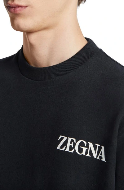 Shop Zegna Soft Touch Cotton French Terry Sweatshirt In Black