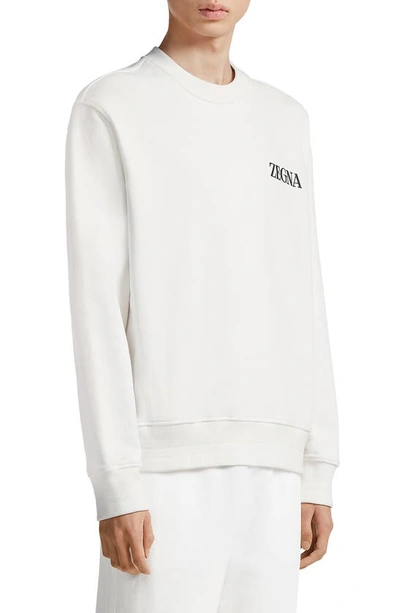 Shop Zegna Soft Touch Cotton French Terry Sweatshirt In White