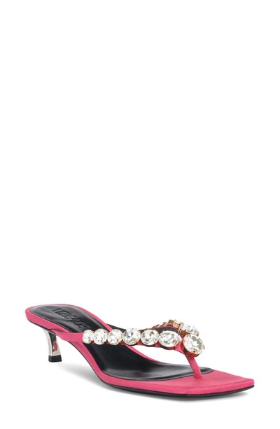 Shop Versace Crystal Kitten Heel Flip Flop In Flamingo/ Gold