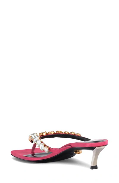 Shop Versace Crystal Kitten Heel Flip Flop In Flamingo/ Gold