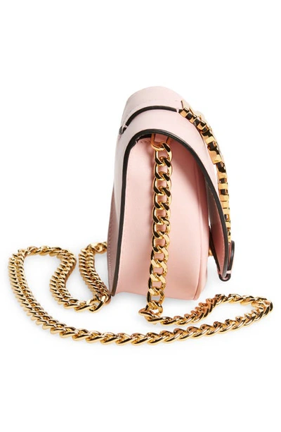 Shop Moschino Logo Belt Leather Crossbody Bag In 0225 Pink