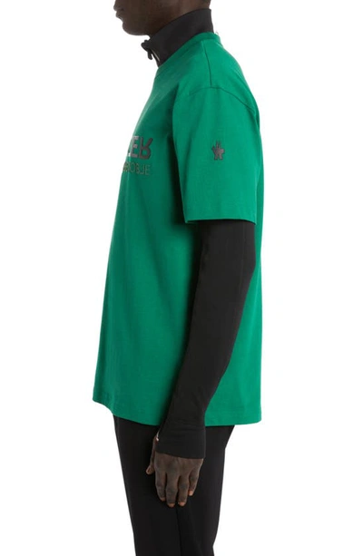 Moncler Embossed Logo Graphic T-shirt In Green