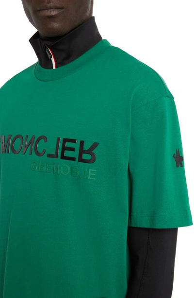 Moncler Embossed Logo Graphic T-shirt In Green