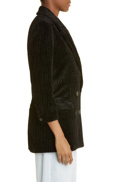 Shop Isabel Marant Ribbed Stretch Velvet Blazer In Black
