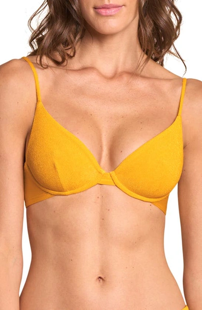 Shop Maaji Salmonberry Dainty Underwire Reversible Bikini Top In Yellow