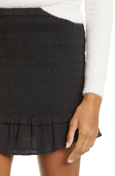 Shop Isabel Marant Étoile Dorela Smocked Ruffle Hem Silk Skirt In Black