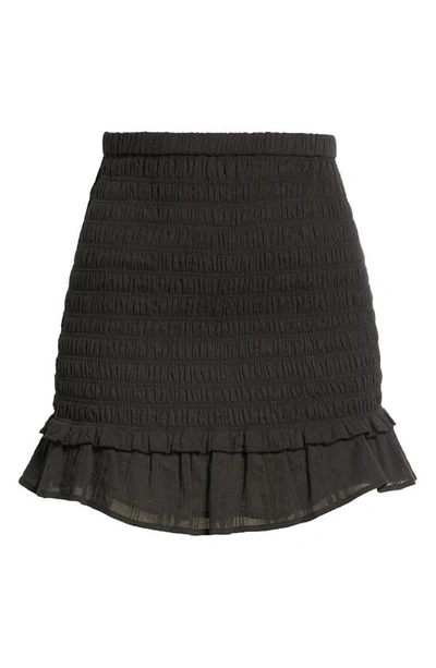 Shop Isabel Marant Étoile Dorela Smocked Ruffle Hem Silk Skirt In Black
