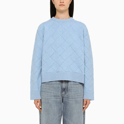 Shop Bottega Veneta | Light Blue Wool Crew-neck Sweater