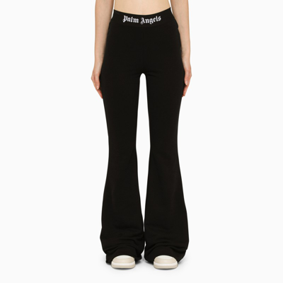 Shop Palm Angels | Black Cotton Flared Trousers