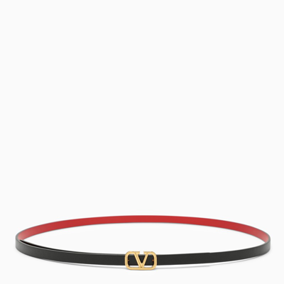 Shop Valentino Reversible Thin Black/red Belt