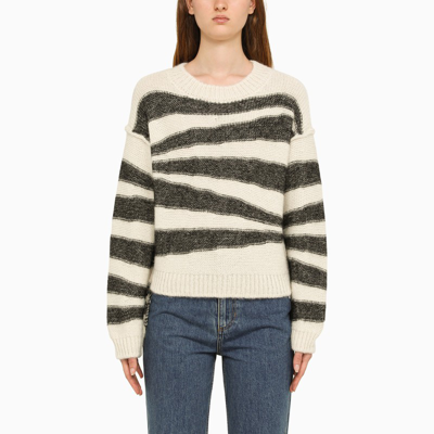 Shop Apc A.p.c. | Zebra-pattern Crew-neck Sweater In Beige