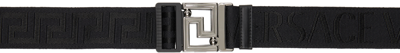 Shop Versace Reversible Black Allover Belt In 1b00e-black-rutheniu