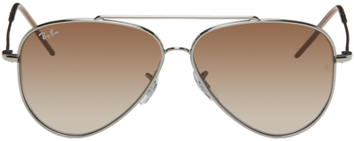 Shop Ray Ban Gunmetal Aviator Reverse Sunglasses