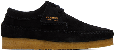 Shop Clarks Originals Black Weaver Derbys In Black Suede