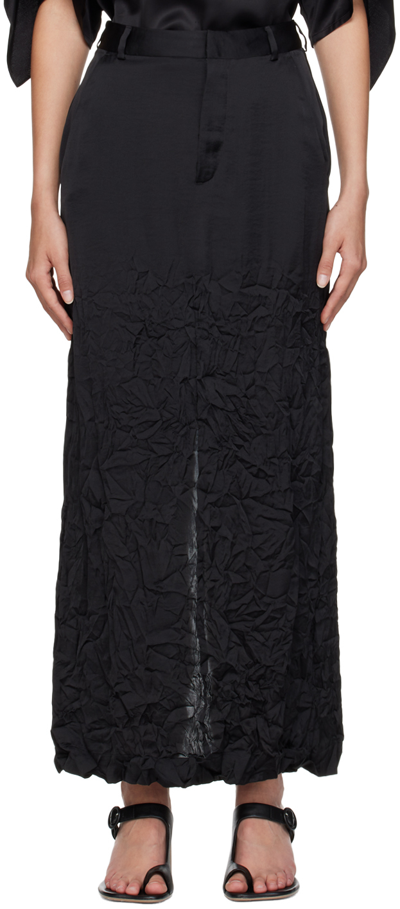 Mm6 Maison Margiela Crinkled Midi Skirt In 900 Black