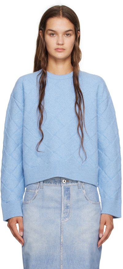 Shop Bottega Veneta Blue Intreccio Sweater In 4225 Admiral