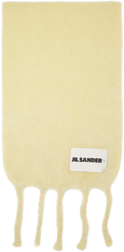 Shop Jil Sander Off-white Fringed Scarf In 741 - Pale Yellow