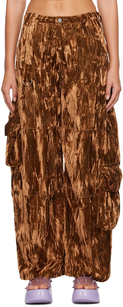 Collina Strada Printed Wide Leg Cargo Pants In Bark