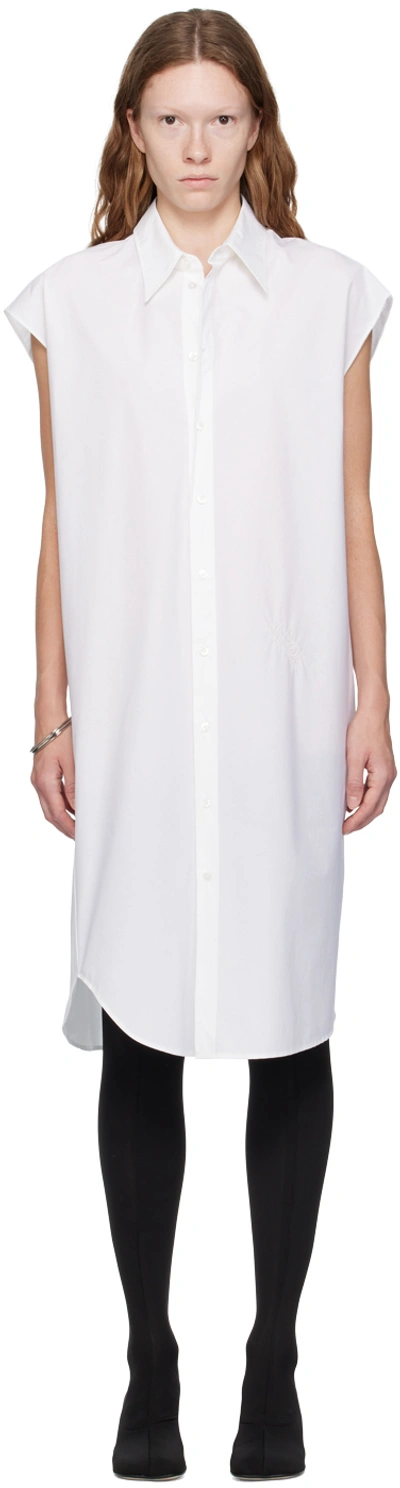 Shop Mm6 Maison Margiela White Button Midi Dress In 100 White