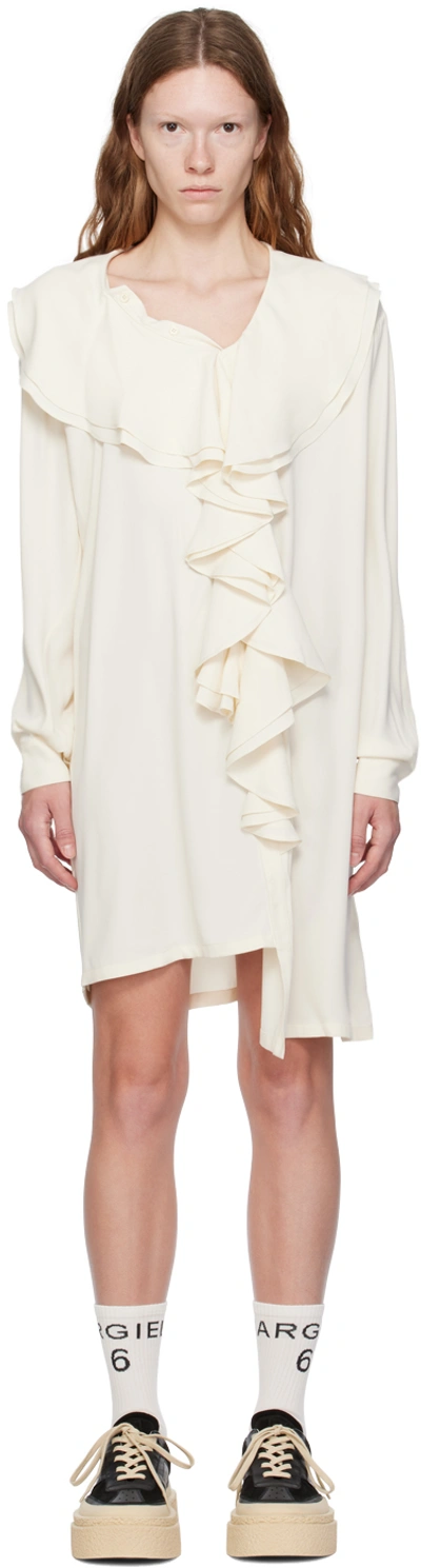 Shop Mm6 Maison Margiela Off-white Asymmetrical Midi Dress In 729 Cream