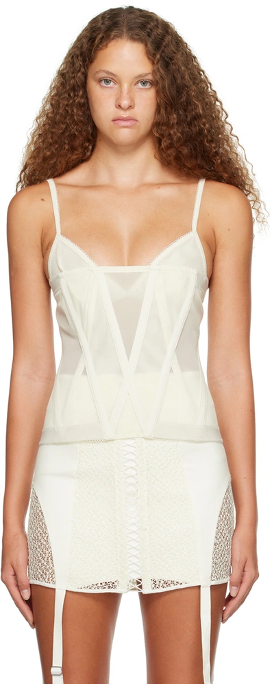 Shop Dion Lee Off-white Oblique Corset In Ivory