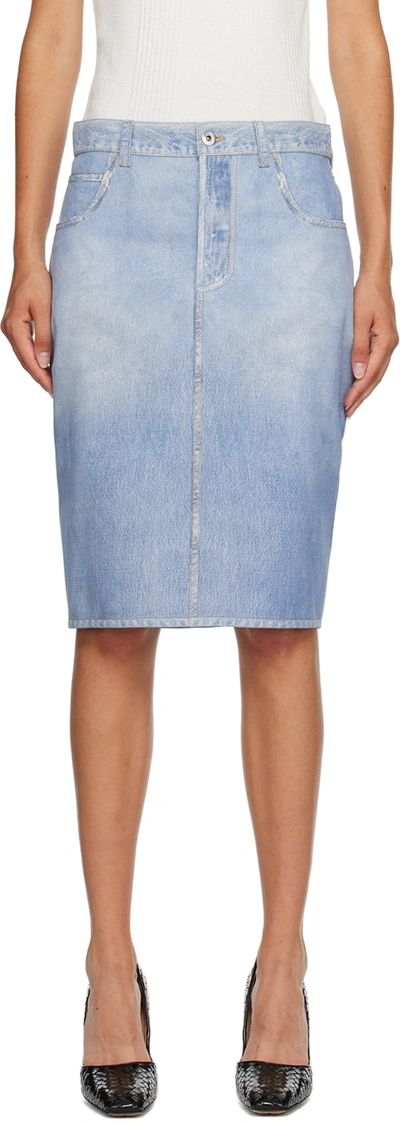 Bottega Veneta Light Bleached Denim Midi Skirt In 4942 Light Blue