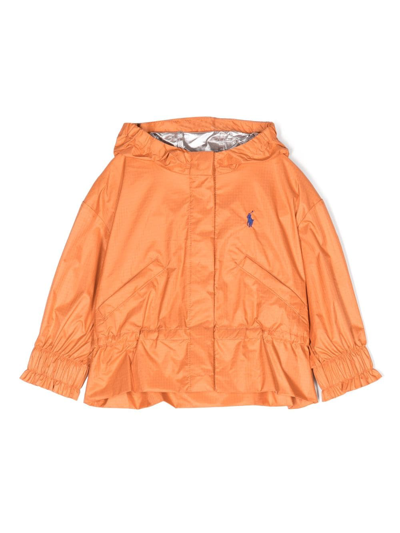Shop Ralph Lauren Logo-embroidered Hooded Windbreaker In Orange