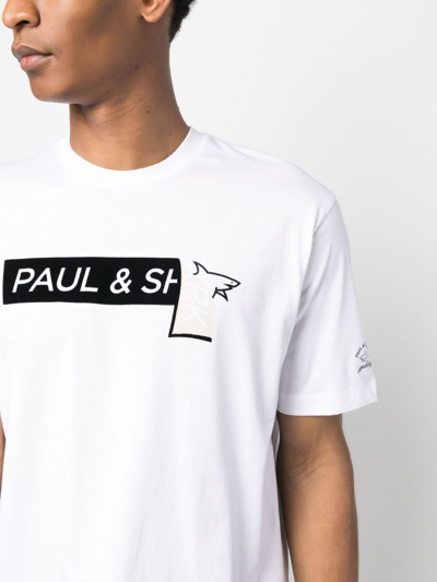 Shop Paul & Shark Logo-print Cotton T-shirt In White