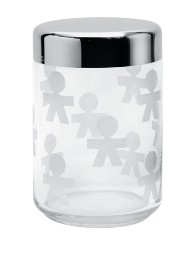 Shop Alessi Glass Jars (set Of Three) In Silver