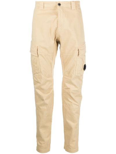 C.p. Company Tailored Mid-rise Straight Pants With Cargo Pockets In Neutrals