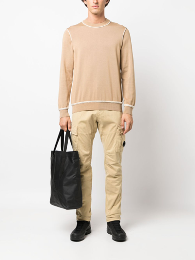 Shop C.p. Company Lens-detail Cargo Tapered Trousers In Neutrals