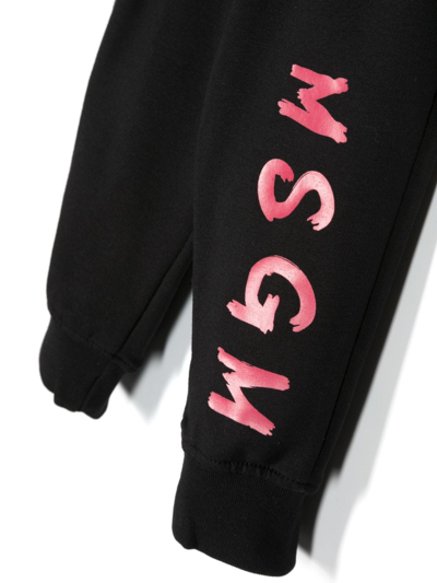 Shop Msgm Logo-print Jersey Track Pants In Black